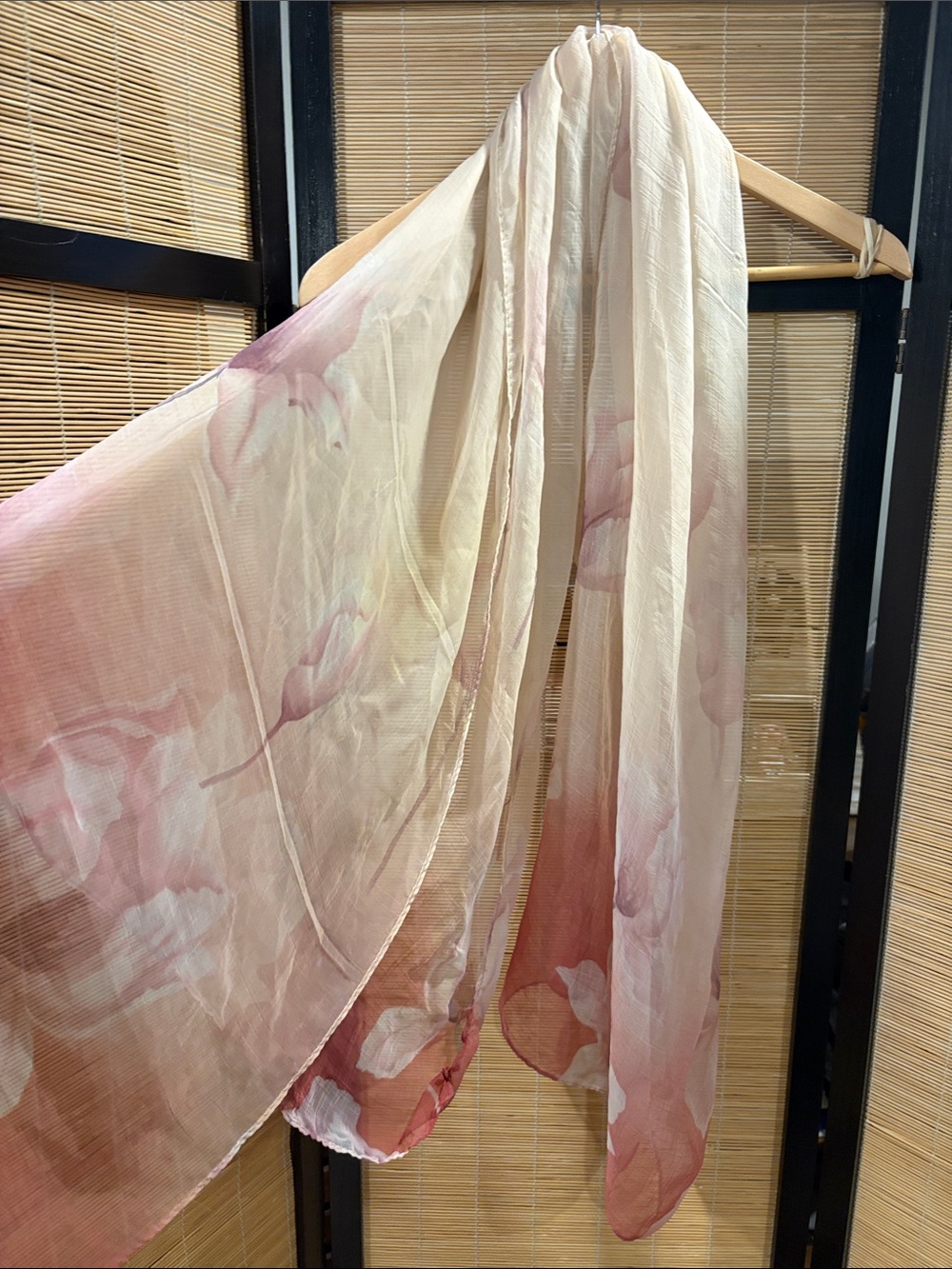 Lightweight Pink Floral Ombre Scarf - Elegant Women’s Accessory